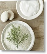 Spa Still Life With Bath Salt, Lotion Metal Print