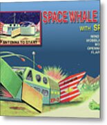 Space Whale Ship With Sparks Metal Print