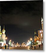 St. Basils & The Kremlin At Moscow - Metal Print