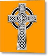 St Patrick's Day Celtic Cross Black And White Metal Print