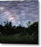 Star And Firefly Trails At Fujian Tulou Metal Print