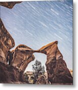 Star Trails Over Metate Arch Metal Print