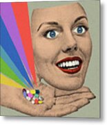 Staring Face And Hand Full Of Pills Metal Print