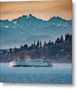 State Ferry And The Olympics Metal Print
