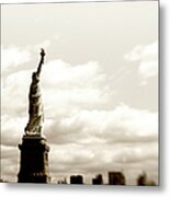 Statue Of Liberty,nyc.sepia Toned Metal Print