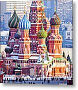 St.basil Cathedral At Red Square In Metal Print