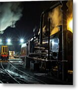 Steam Engine Shed At Night Metal Print