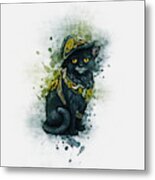 Steampunk Kitty Metal Print