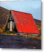 Steep Roof Barn Western Iceland Metal Print