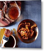 Still Life With Lamb Chops Glazed With Mint Jelly Metal Print
