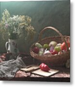 Still Life With Vegetable Basket Metal Print