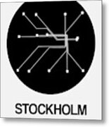 Stockholm Black Subway Map Metal Print