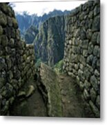 Stone Walls Of Incan Ruins, Machu Metal Print