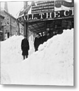 Store Hidden By Heavy Snowfall Metal Print