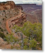 Storm Clouds Over Shafer Canyon In Canyonlands Metal Print