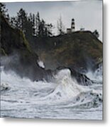 Storm Surf Cape Disappointment Metal Print