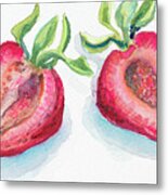 Strawberry Patch - D. Cut In Half Berry Metal Print