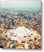 Stupa Temple Bodhnath Kathmandu, Nepal From Air October 12 2018 Metal Print