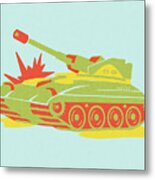 Stylized Army Tank Metal Print