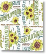 Sunflower Fields Pattern Iii Metal Print