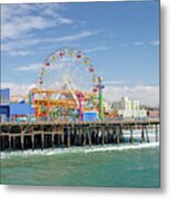 Sunny Day On The Santa Monica Pier Metal Print