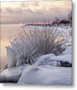 Sunrise On Ice - Wintry Glory On Lake Ontario Metal Print