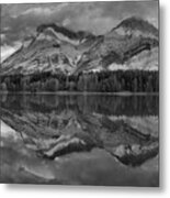 Sunrise Reflections At Wedge Pond Panorama Black And White Metal Print