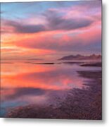 Sunset And Antelope Island Metal Print