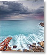 Sunset In Larvotto At Monaco French Metal Print