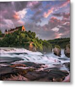 Sunset On Rhine Falls Metal Print