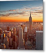 Sunset Over Manhattan Metal Print