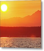 Sunset Over Puget Sound, Seattle Metal Print