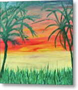 Sunset With Palm Trees #2 Metal Print