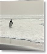 Surfer In The Mist Metal Print