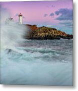 Surf's Up At Nubble Metal Print