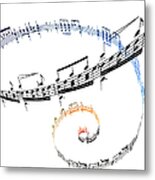 Swirling Musical Notes Against A White Metal Print