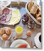 Table Laid With Breakfast Metal Print