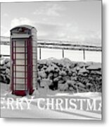 Telephone Box Snow - Merry Christmas Ii Metal Print