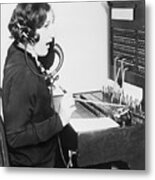 Telephone Operator At Switchboard Metal Print