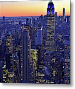 Terminal Tower And Lower Manhattan Nyc At Dusk Metal Print
