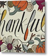 Thankful Fall Art Cream Background Metal Print