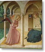The Annunciation. Fresco In The Former Dormitory Of The Dominican Monastery San Marco, Florence. Metal Print