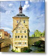 The Beautiful Bavarian Town Of Bamberg On A Gorgeous Summers Day. Metal Print