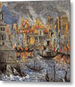 The Burning Of The Library Metal Print