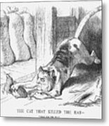 The Cat That Killed The Rat, 1880 Metal Print
