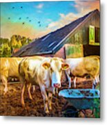 The Cows Came Home Painting Metal Print