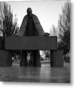 The Girls Under The Monument - Black And White Metal Print