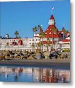 The Hotel Del Coronado Beach Reflection San Diego Metal Print