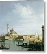 The Island Of San Giorgio Maggiore, Venice, With The Punta Della Dogana And Numerous Vessels Metal Print