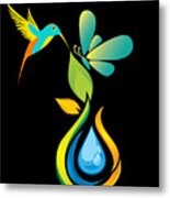 The Kissing Flower And The Butterfly On Flower Bud Metal Print